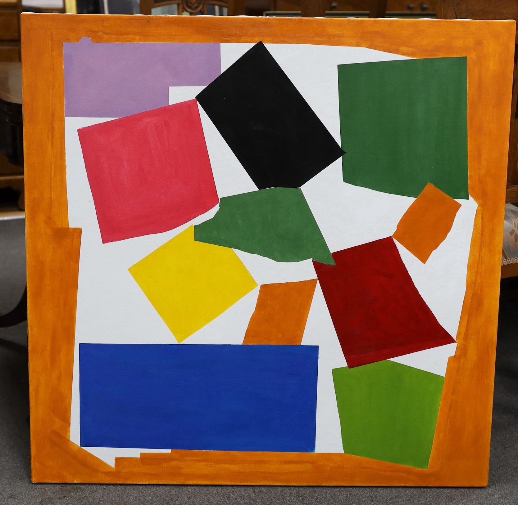 After Henri Matisse, oil on canvas, 'The Snail', 90 x 90cm, unframed